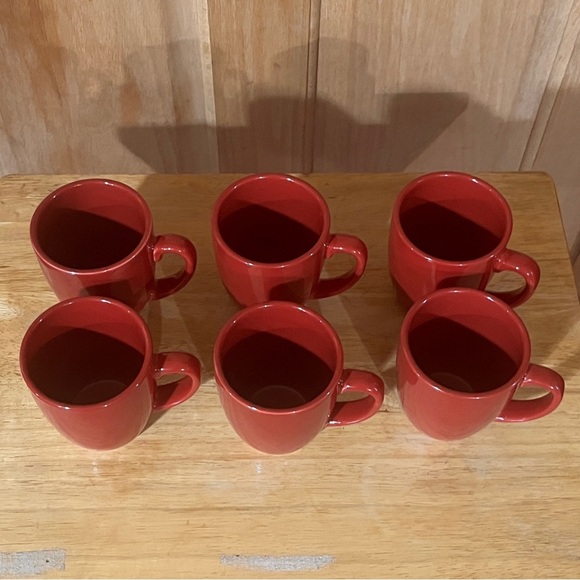 Set of 6 Red Corelle Coordinates Stoneware Coffee Mugs - Picture 3 of 7